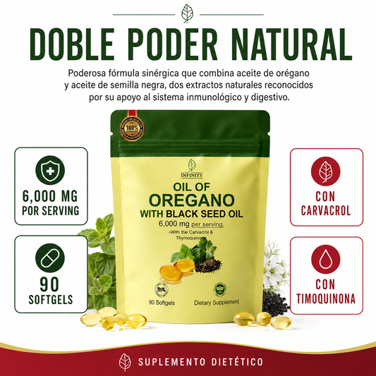 ACEITE DE OREGANO + SEMILLA NEGRA 6,000 MG