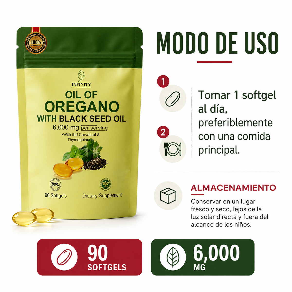 ACEITE DE OREGANO + SEMILLA NEGRA 6,000 MG