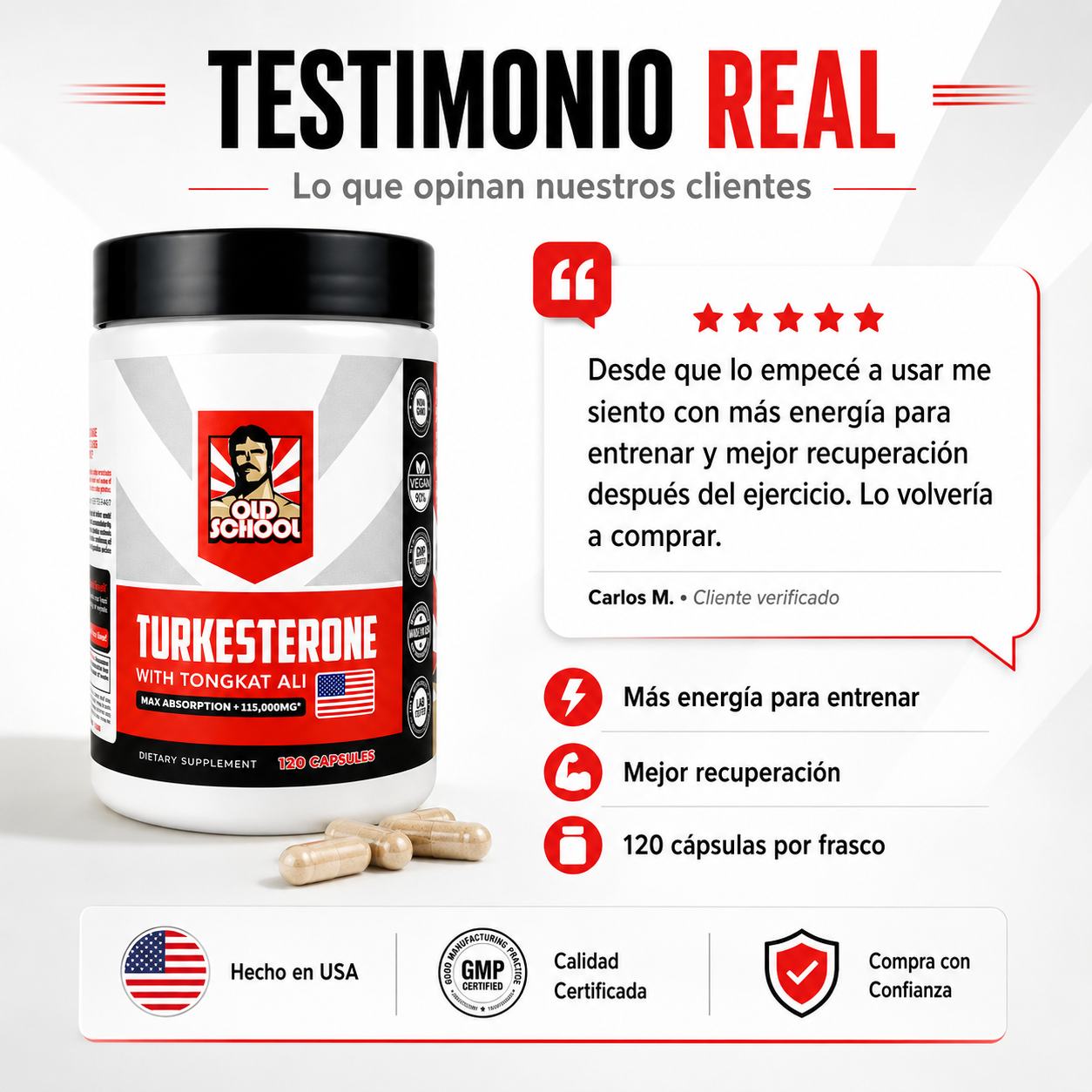Turkesterone + Tongkat Ali 120 cápsulas | Envío gratis RD