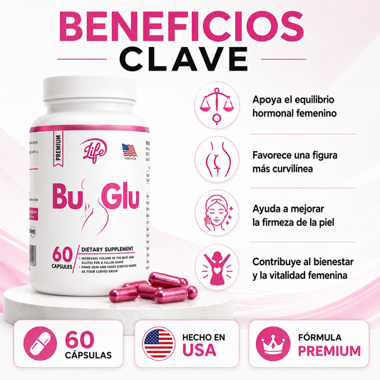 BU-GLU | Suplemento Femenino para Curvas, Firmeza y Equilibrio | Envío Gratis RD